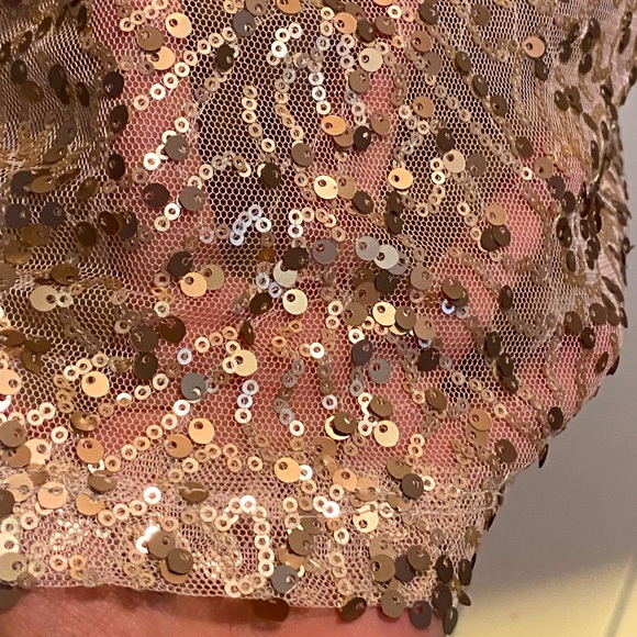 $10 dress sale! NWT Forever 21 gold sequin cocktail dress,lined stretch mesh,M - Picture 8 of 10
